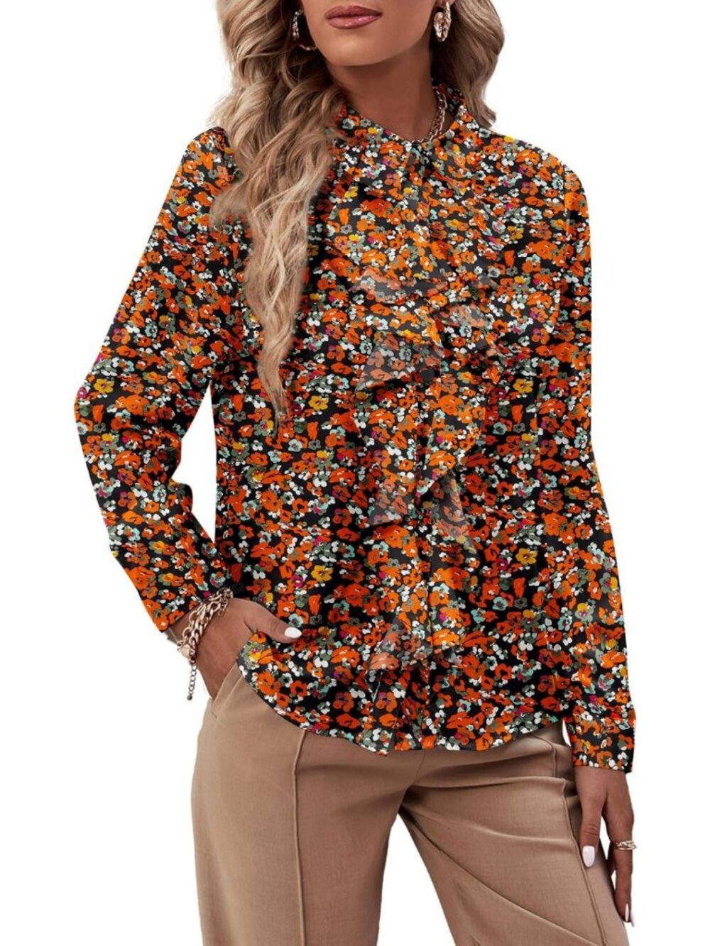 Elegant Ruffle Front Blouse for Women | Chic Fashion Top | Perfect for Work